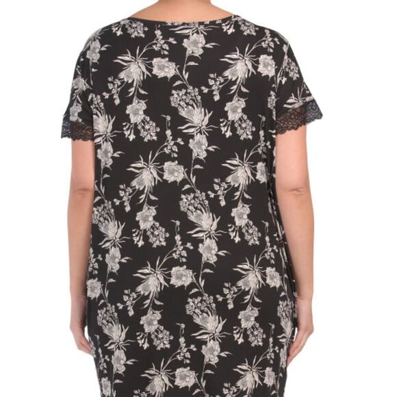 Tahari Women's Nightgown Floral Print Black & Cream Size 1X - Picture 2 of 5